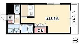 ルミエールさつき 2階1Kの間取り