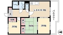 グランドール大幸I 4階3LDKの間取り