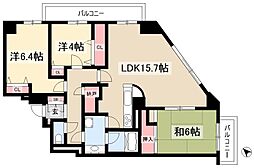 三井農林徳川園ハイツ 6階2LDKの間取り