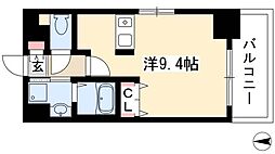 プレサンス名古屋城前 10階ワンルームの間取り