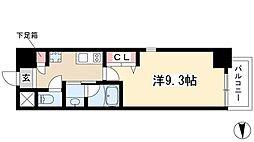 ディアレイシャス鶴舞公園 4階1Kの間取り