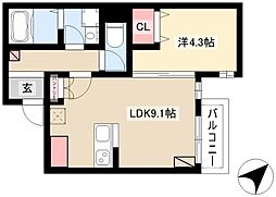 フローネル六番町 1階1LDKの間取り
