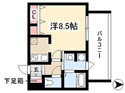 プレサンス金山グリーンパークス 8階1Kの間取り