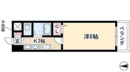 ウィング金山 4階1Kの間取り