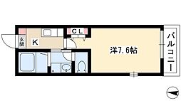 クレイビア熱田 2階1Kの間取り