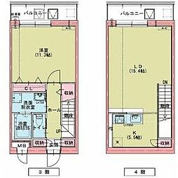 ドゥナーレ名駅西 3階1LDKの間取り