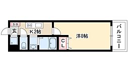 ユーレジデンス名駅南 8階1Kの間取り