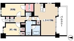 グランマスト橦木町 3階2LDKの間取り