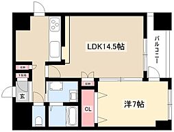 グランデージ泉 6階1LDKの間取り