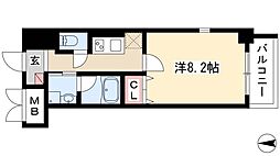 グランドコスモス 6階1Kの間取り