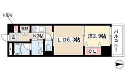 レジデンス上前津スクエア(旧名称:プライムアーバン上前津) 9階1DKの間取り