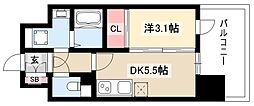 ルーエ今池 9階1DKの間取り
