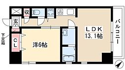 AHビル 5階1LDKの間取り