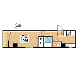 チサトハイツ 4階1Kの間取り