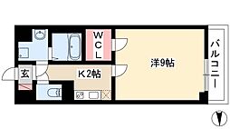 ツインアウルズ 10階1Kの間取り