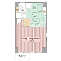 ミュプレ矢場町 10階ワンルームの間取り