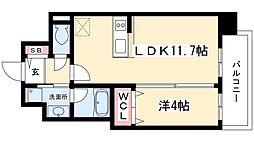 エルミタージュ桜山 5階1LDKの間取り