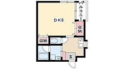 プロパティー城西 1階1Kの間取り