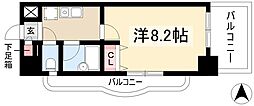 現代ハウス新栄 3階1Kの間取り