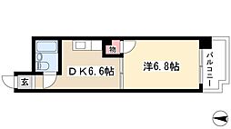 レスカール千代田 3階1DKの間取り