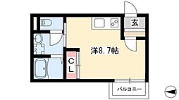 Grandtic Ban 2階ワンルームの間取り