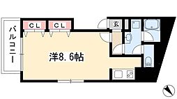 オーキッドビル白鳥 4階ワンルームの間取り