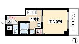 La Douceur伏見 3階1Kの間取り
