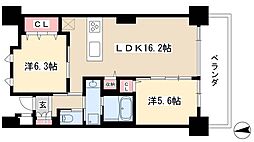 白壁リンクス 5階2LDKの間取り
