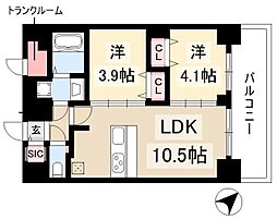 プレサンス上前津ディアシス 15階2LDKの間取り
