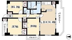 ステラートシティ桜山 11階3LDKの間取り