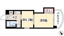 ジョイフル鶴舞 7階2Kの間取り