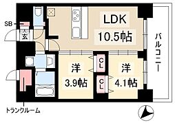 プレサンス上前津ディアシス 12階2LDKの間取り