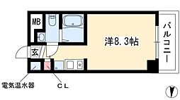 La Douceur新栄 11階ワンルームの間取り