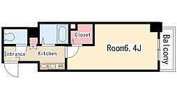プレサンス泉セントマーク 4階1Kの間取り