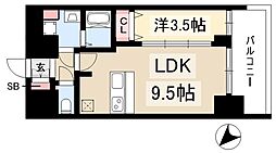 プレサンス上前津ディアシス 11階1LDKの間取り