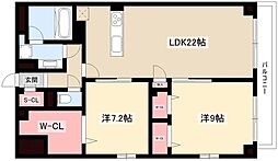 JMFレジデンス名駅南 7階2LDKの間取り