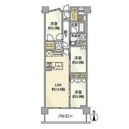 オープンレジデンシア桜山ヒルズ 3階3LDKの間取り