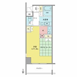 鶴舞ガーデンコート 11階ワンルームの間取り