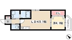 LUXETAGE大須west 4階1LDKの間取り