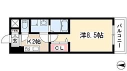 エントピア桜山 5階1Kの間取り