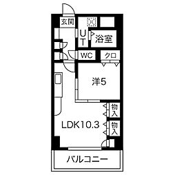 プレステージ新栄 3階1LDKの間取り
