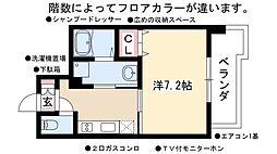 リバーコート砂田橋I 11階1Kの間取り