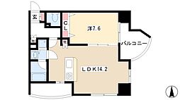 プロシード金山2 7階1LDKの間取り