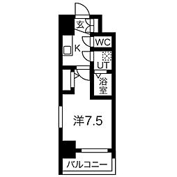 エスリード池下レスティア 12階1Kの間取り