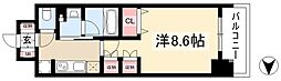 TENAS丸の内 6階1Kの間取り