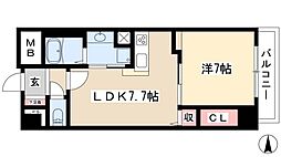 カスタリア新栄II 4階1LDKの間取り