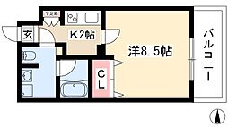 プロシード大須 5階1Kの間取り