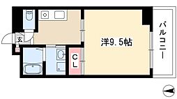 ライジングヴィラ葵 4階1Kの間取り