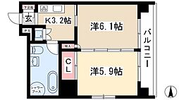 レインボーピア記念橋 8階1LDKの間取り