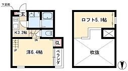 エスポワール 2階1Kの間取り